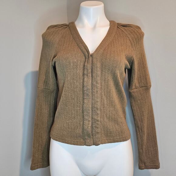 Anthropologie Brown Olive Snap Button Cardigan Sweater - Picture 4 of 10